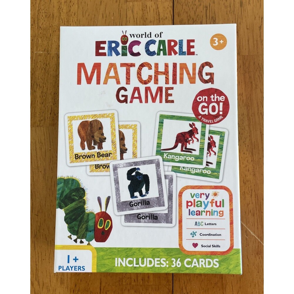 World Of Eric Carle Matching Game On The Go NIB Memory Card Game Kids 36 Cards